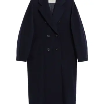 Dark Navy Double-Breasted Longline Coat