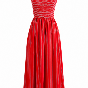 Red and White Striped Sleeveless Maxi Dress