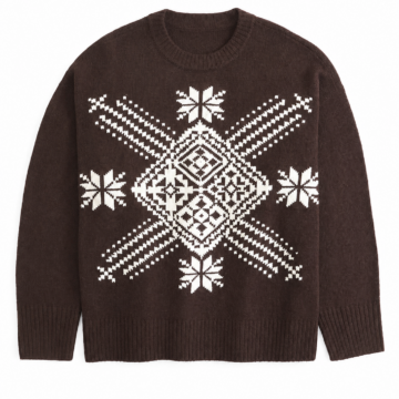 Dark Brown Fair Isle Crew Neck Sweater