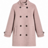 Dusty Pink Double-Breasted Mid-Length Coat with Stand Collar