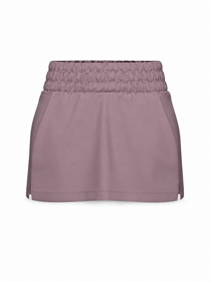 Dusty Purple Smocked Waist A-Line Mini Skirt