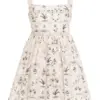 Off-White Botanical Print Fit and Flare Mini Dress