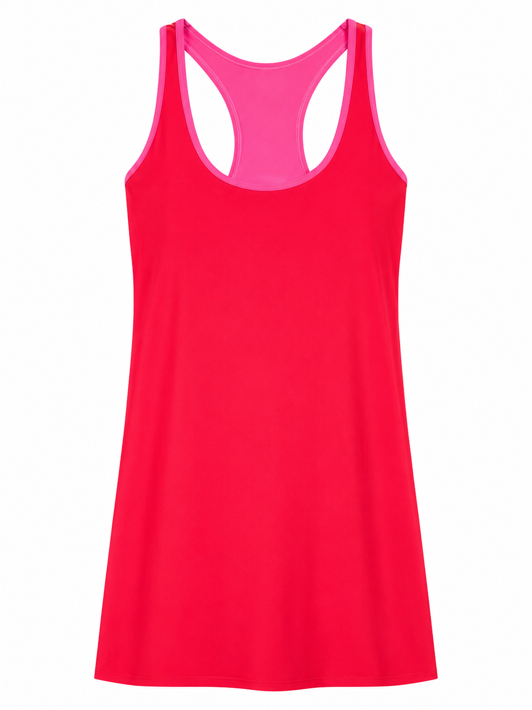 Red Racerback Sleeveless A-Line Athletic Dress with Pink Trim