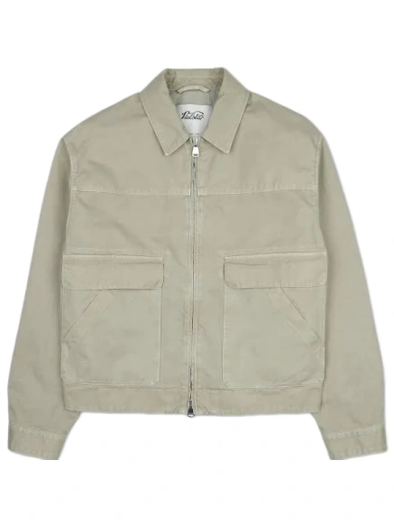 Light Beige Zip-Front Canvas Jacket
