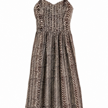 Black and Cream Wavy Stripe Sleeveless Maxi Dress