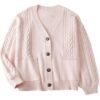 Pale Pink Cable Knit Cardigan with Pockets