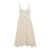 Cream Sleeveless Lace Midi Dress with Scalloped Hem
